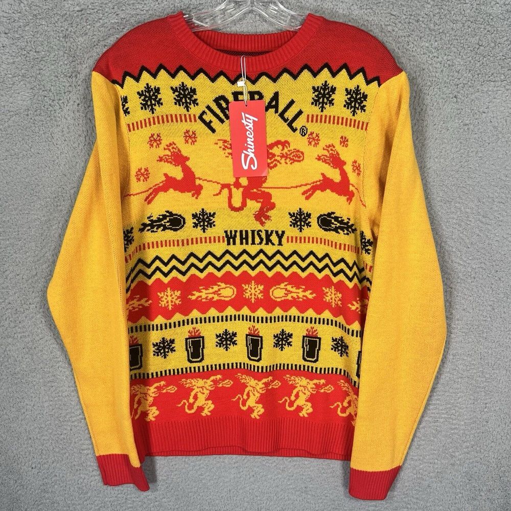 Shinesty Fireball Whisky Graphic Crewneck Sweater - Yellow & Red